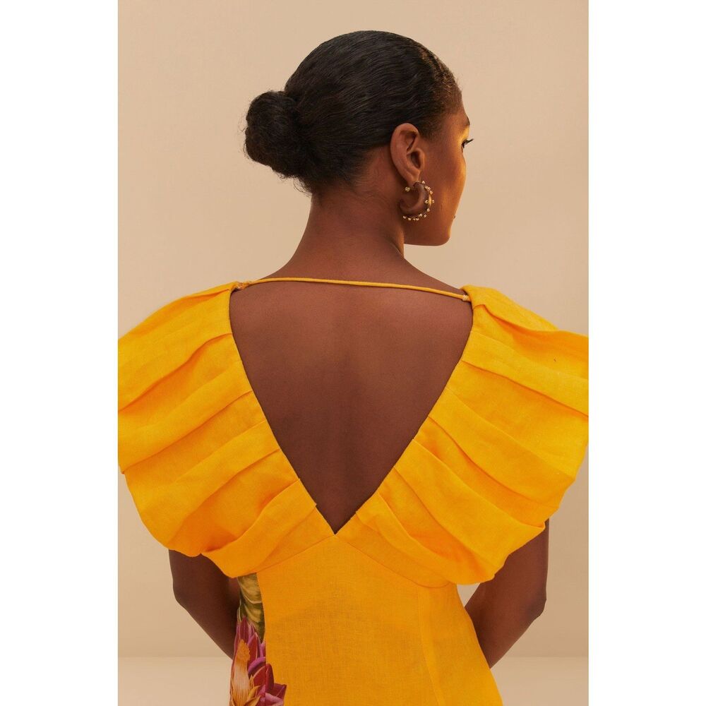 Anthropologie Farm Rio V-Neck Linen Midi Dress - Picture 9 of 13